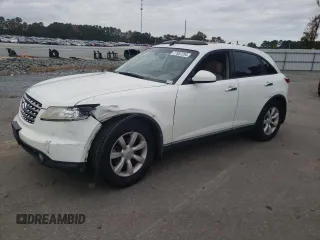 2003 Infiniti FX Options z VIN JNRAS08W43X003387, wystawiony jako Copart lot #77957254 z przebiegiem 215 135 mil mil oraz Szkoda całkowita • Salvage title. Historia ofert i sprzedaży dostępna na DreamBid. Obrazek 1.