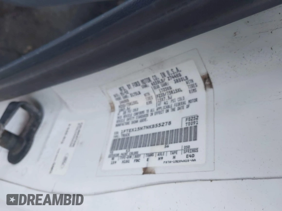 1992 Ford F-150 with VIN 1FTEX15N7NKB55278, listed as a IAAI auction lot 41787804 with Not provided miles and . Bid and sale history available at DreamBid. Image 9.
