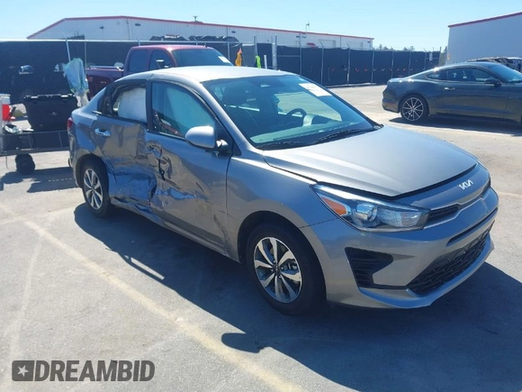 2022 Kia Rio S with VIN 3KPA24AD5NE481448, listed as a IAAI auction lot 41748379 with 65,123 mi miles. Bid and sale history available at carsss.com. Image 1.