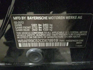 2012 BMW 5 Series 550i with VIN WBAFR9C52CDX78919, listed as a IAAI auction lot 38503862 with 120,200 mi miles and . Bid and sale history available at DreamBid. Image 11.