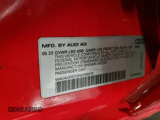 2022 Audi A3 Premium with VIN WAUAUDGY2NA088074, listed as a Copart auction lot 41931514 with 10,113 mi miles. Bid and sale history available at carsss.com. Image 12.