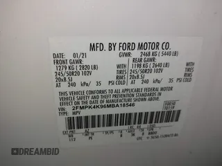 2021 Ford Edge Titanium with VIN 2FMPK4K96MBA18546, listed as a IAAI auction lot 42584326 with 65,214 mi miles and . Bid and sale history available at DreamBid. Image 9.