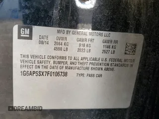 2015 Cadillac CTS RWD с VIN 1G6AP5SX7F0106738, выставлен на аукционе Copart как лот 55088635 с пробегом 125 455 миль миль и Списание • Salvage title. История ставок и продаж доступна на DreamBid. Изображение 13.