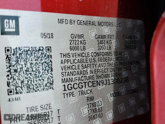 2018 Chevrolet Colorado 4WD LT z VIN 1GCGTCEN9J1300238, wystawiony jako Copart lot #54181835 z przebiegiem 104 619 mil mil oraz Szkoda całkowita • Salvage title. Historia ofert i sprzedaży dostępna na DreamBid. Obrazek 12.