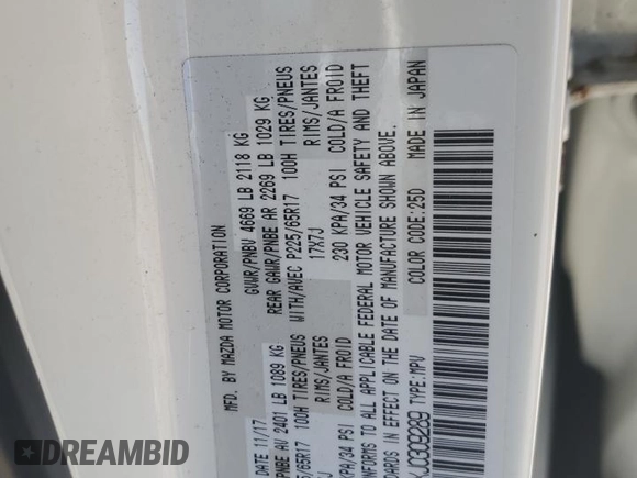 2018 Mazda CX-5 Sport with VIN JM3KFBBMXJ0309289, listed as a Copart auction lot 48866565 with 64,040 mi miles and Salvage Title. Bid and sale history available at carsss.com. Image 15.