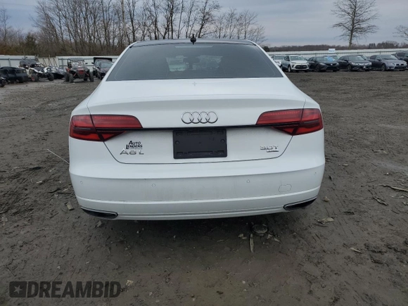 2018 Audi A8 with VIN WAU44AFD9JN000764, listed as a Copart auction lot 43721224 with 58,686 mi miles and . Bid and sale history available at DreamBid. Image 6.