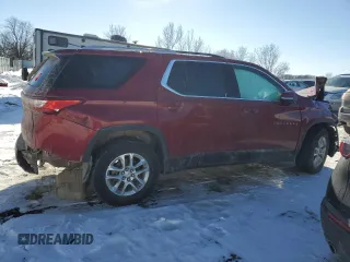 2018 Chevrolet Traverse LT Cloth z VIN 1GNERGKW7JJ126588, wystawiony jako Copart lot #42369475 z przebiegiem Nie podano mil oraz Czysty tytuł • Clean title. Historia ofert i sprzedaży dostępna na DreamBid. Obrazek 3.