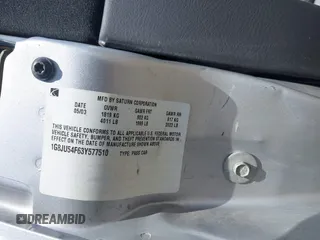 2003 Saturn LS with VIN 1G8JU54F63Y577510, listed as a IAAI auction lot 42158065 with 190,469 mi miles. Bid and sale history available at carsss.com. Image 9.