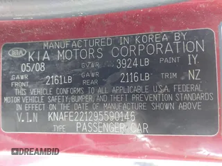 2009 Kia Spectra EX z VIN KNAFE221295590146, wystawiony jako IAAI lot #42449262 z przebiegiem 132 879 mil mil oraz . Historia ofert i sprzedaży dostępna na DreamBid. Obrazek 9.