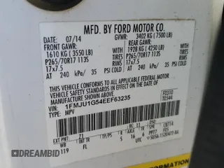 2014 Ford Expedition XL with VIN 1FMJU1G54EEF63235, listed as a Copart auction lot 81030154 with 139,542 mi miles and Clean title. Bid and sale history available at DreamBid. Image 13.