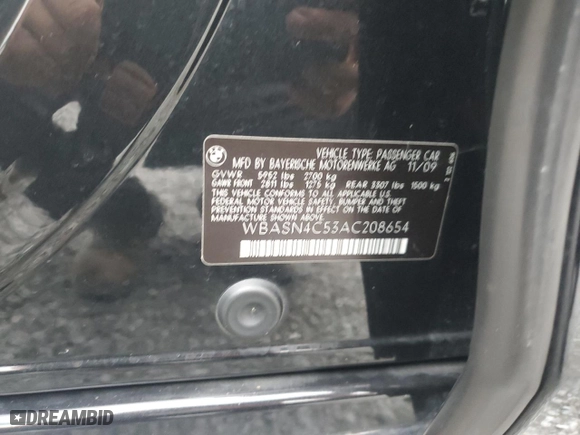 2010 BMW 5 Series Gran Turismo 550i with VIN WBASN4C53AC208654, listed as a Copart auction lot 73879074 with 142,186 mi miles and Salvage Title. Bid and sale history available at carsss.com. Image 13.