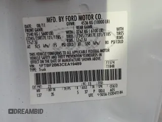 2012 Ford F-250 XL z VIN 1FTBF2B63CEA19489, wystawiony jako Copart lot #50071255 z przebiegiem 124 268 mil mil oraz Szkoda całkowita • Salvage title. Historia ofert i sprzedaży dostępna na DreamBid. Obrazek 12.