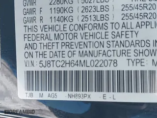 2021 Acura RDX w/A-Spec Package with VIN 5J8TC2H64ML022078, listed as a IAAI auction lot 41375060 with 28,771 mi miles. Bid and sale history available at carsss.com. Image 9.
