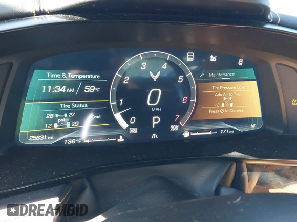 2023 Chevrolet Corvette 2LT with VIN 1G1YB2D43P5112903, listed as a IAAI auction lot 40567701 with 25,631 mi miles and . Bid and sale history available at DreamBid. Image 7.