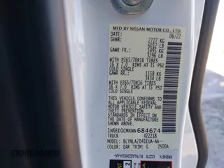 2022 Nissan Frontier S with VIN 1N6ED1CMXNN684674, listed as a IAAI auction lot 41269045 with Not provided miles and . Bid and sale history available at DreamBid. Image 9.