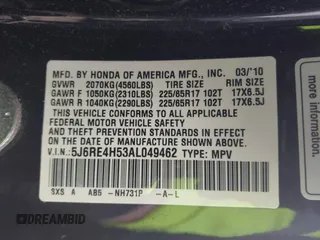 2010 Honda CR-V EX with VIN 5J6RE4H53AL049462, listed as a IAAI auction lot 41481412 with 157,379 mi miles. Bid and sale history available at carsss.com. Image 9.
