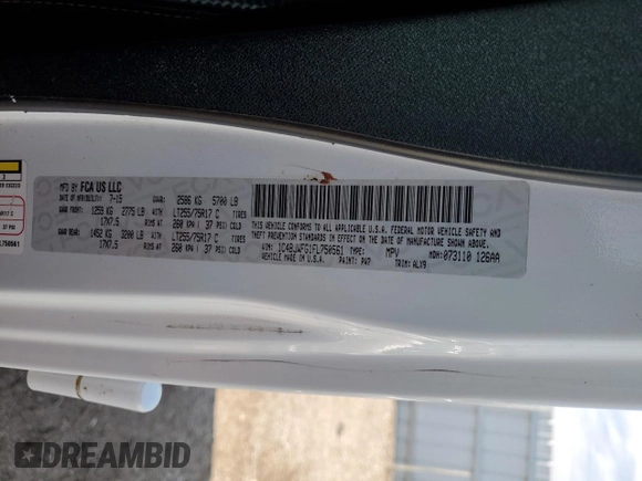 2015 Jeep Wrangler Unlimited Rubicon with VIN 1C4BJWFG1FL750561, listed as a Copart auction lot 60797075 with 95,677 mi miles and Salvage title. Bid and sale history available at DreamBid. Image 12.