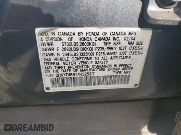 2004 Acura MDX Touring Pkg w/Navigation with VIN 2HNYD18874H525317, listed as a Copart auction lot 70289964 with 217,670 mi miles and Salvage Title. Bid and sale history available at carsss.com. Image 14.