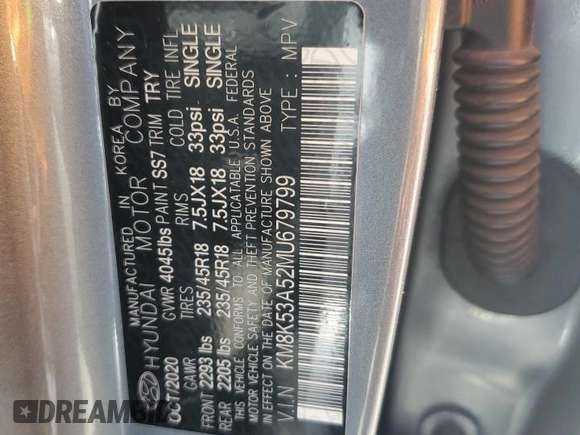 2021 Hyundai Kona Ultimate with VIN KM8K53A52MU679799, listed as a Copart auction lot 46955995 with 0 mi miles and Salvage Title. Bid and sale history available at carsss.com. Image 15.
