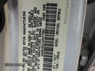 2010 Toyota Corolla with VIN 1NXBU4EE1AZ377581, listed as a Copart auction lot 52578805 with 242,776 mi miles and Salvage Title. Bid and sale history available at DreamBid. Image 12.
