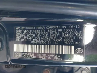 2012 Toyota Prius One with VIN JTDKDTB35C1511112, listed as a IAAI auction lot 41074047 with 156,510 mi miles and . Bid and sale history available at DreamBid. Image 9.