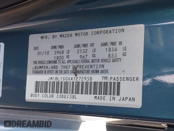 2010 Mazda 3 i Touring with VIN JM1BL1SGXA1272938, listed as a IAAI auction lot 42068263 with 146,848 mi miles and . Bid and sale history available at DreamBid. Image 9.