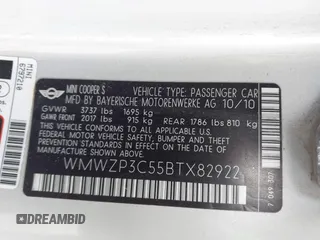 2011 MINI Convertible S с VIN WMWZP3C55BTX82922, выставлен на аукционе IAAI как лот 41408777 с пробегом 82 764 миль миль и . История ставок и продаж доступна на DreamBid. Изображение 9.