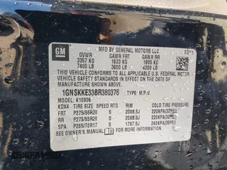 2011 Chevrolet Suburban LTZ with VIN 1GNSKKE33BR380376, listed as a IAAI auction lot 41825445 with 228,715 mi miles and . Bid and sale history available at DreamBid. Image 9.