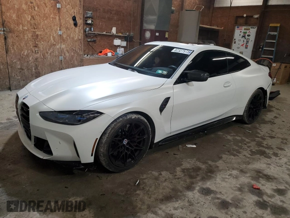 2022 BMW M4 Competition xDrive with VIN WBS43AZ00NCK57076, listed as a Copart auction lot 82327573 with 11,497 mi miles. Bid and sale history available at carsss.com. Image 1.
