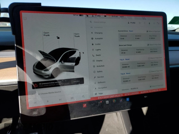 2021 Tesla Model Y Performance with VIN 5YJYGDEF3MF262878, listed as a Copart auction lot 52897595 with 50,939 mi miles and Salvage Title. Bid and sale history available at DreamBid. Image 9.