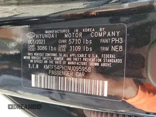 2022 Genesis G90 Ultimate with VIN KMTF54PH1NU095958, listed as a Copart auction lot 72566644 with 32,994 mi miles and Salvage Title. Bid and sale history available at DreamBid. Image 12.