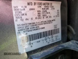 2008 Ford Super Duty F-250 SRW XL with VIN 1FTSW21R08ED13886, listed as a Copart auction lot 50509585 with 0 mi miles and Salvage Title. Bid and sale history available at carsss.com. Image 12.