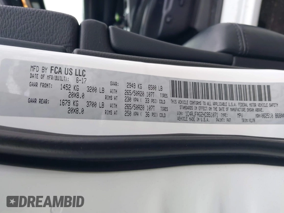 2017 Jeep Grand Cherokee Laredo with VIN 1C4RJFAG2HC951071, listed as a IAAI auction lot 41536568 with 99,941 mi miles. Bid and sale history available at carsss.com. Image 9.
