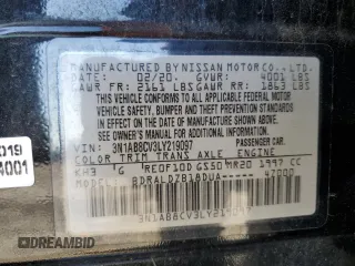2020 Nissan Sentra SV with VIN 3N1AB8CV3LY219097, listed as a Copart auction lot 48163745 with 61,353 mi miles and Salvage Title. Bid and sale history available at carsss.com. Image 14.