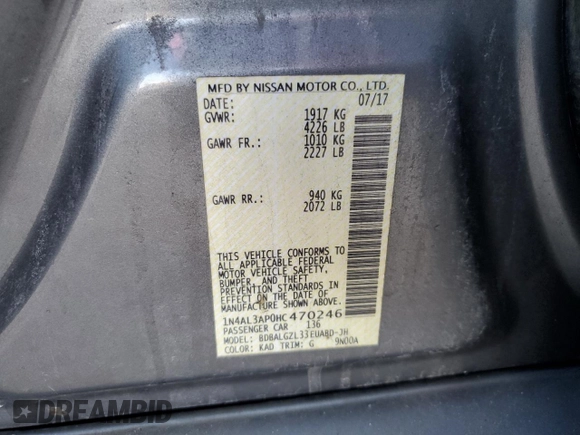 2017 Nissan Altima SV with VIN 1N4AL3AP0HC470246, listed as a Copart auction lot 44334715 with 154,207 mi miles and Salvage Title. Bid and sale history available at DreamBid. Image 14.