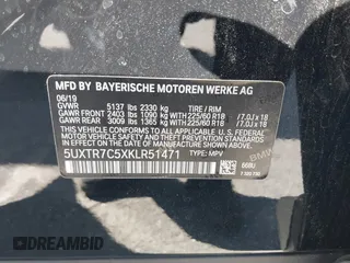 2019 BMW X3 sDrive30i with VIN 5UXTR7C5XKLR51471, listed as a IAAI auction lot 41718818 with 52,670 mi miles. Bid and sale history available at carsss.com. Image 9.