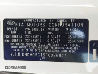 2015 Kia Sedona LX with VIN KNDMB5C15F6026922, listed as a IAAI auction lot 41563861 with 133,733 mi miles. Bid and sale history available at carsss.com. Image 9.