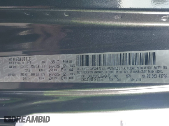2018 Jeep Wrangler Unlimited Sport S z VIN 1C4HJXDN5JW206475, wystawiony jako IAAI lot #41359976 z przebiegiem Nie podano mil oraz . Historia ofert i sprzedaży dostępna na DreamBid. Obrazek 9.