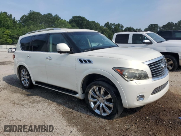 2012 Infiniti QX56 7-passenger with VIN JN8AZ2NF3C9517252, listed as a Copart auction lot 58743455 with 136,627 mi miles and Clean title. Bid and sale history available at DreamBid. Image 4.