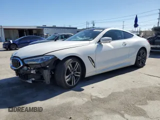 2019 BMW 8 Series M850i xDrive with VIN WBABC4C56KBJ35745, listed as a Copart auction lot 47300595 with 25,996 mi miles and Salvage Title. Bid and sale history available at carsss.com. Image 1.