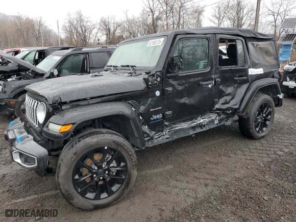 2024 Jeep Wrangler 4xe Sahara with VIN 1C4RJXP60RW257385, listed as a Copart auction lot 52192275 with 20,899 mi miles and Salvage Title. Bid and sale history available at carsss.com. Image 1.