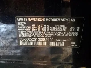 2016 BMW X5 xDrive35i with VIN 5UXKR0C51G0S89100, listed as a Copart auction lot 49519204 with 77,281 mi miles and Salvage Title. Bid and sale history available at carsss.com. Image 12.