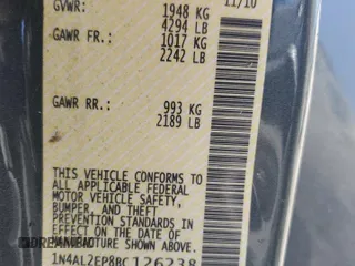2011 Nissan Altima 2.5 S with VIN 1N4AL2EP8BC126238, listed as a Copart auction lot 53659465 with 66,599 mi miles and Salvage Title. Bid and sale history available at carsss.com. Image 12.