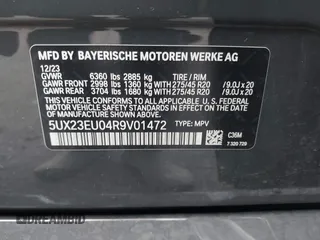 2024 BMW X5 xDrive40i with VIN 5UX23EU04R9V01472, listed as a IAAI auction lot 42295129 with 11,254 mi miles and . Bid and sale history available at DreamBid. Image 9.
