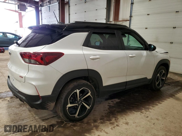 2021 Chevrolet TrailBlazer RS with VIN KL79MUSL0MB142480, listed as a Copart auction lot 43614394 with 29,506 mi miles and . Bid and sale history available at DreamBid. Image 3.