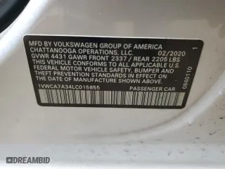 2020 Volkswagen Passat 2.0T SEL with VIN 1VWCA7A34LC015855, listed as a Copart auction lot 44553995 with 32,612 mi miles and Salvage Title. Bid and sale history available at carsss.com. Image 12.