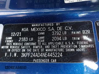 2022 Kia Forte LXS z VIN 3KPF24AD4NE445224, wystawiony jako IAAI lot #41853612 z przebiegiem 29 217 mil mil oraz . Historia ofert i sprzedaży dostępna na DreamBid. Obrazek 9.
