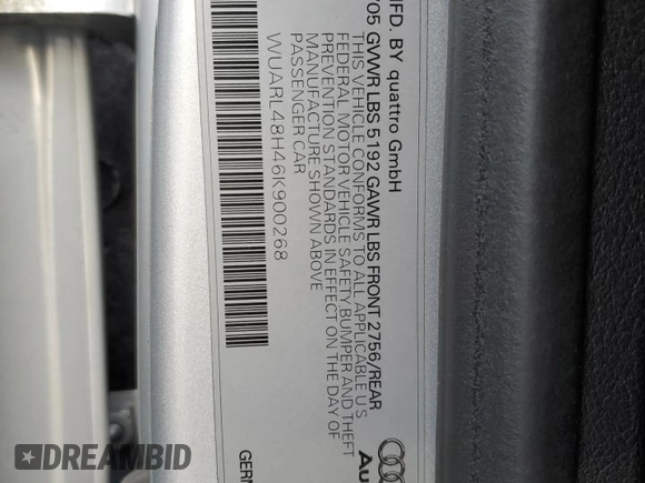 2006 Audi S4 z VIN WUARL48H46K900268, wystawiony jako Copart lot #46163935 z przebiegiem 100 371 mil mil oraz Szkody całkowita. Historia ofert i sprzedaży dostępna na DreamBid. Obrazek 12.
