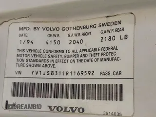 1994 Volvo 900 Action z VIN YV1JS8311R1169592, wystawiony jako IAAI lot #41647893 z przebiegiem 287 426 mil mil oraz . Historia ofert i sprzedaży dostępna na DreamBid. Obrazek 9.