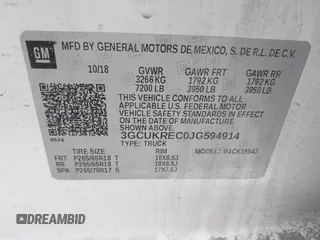 2018 Chevrolet Silverado 1500 LT with VIN 3GCUKREC0JG594914, listed as a IAAI auction lot 41735134 with 98,407 mi miles. Bid and sale history available at carsss.com. Image 9.